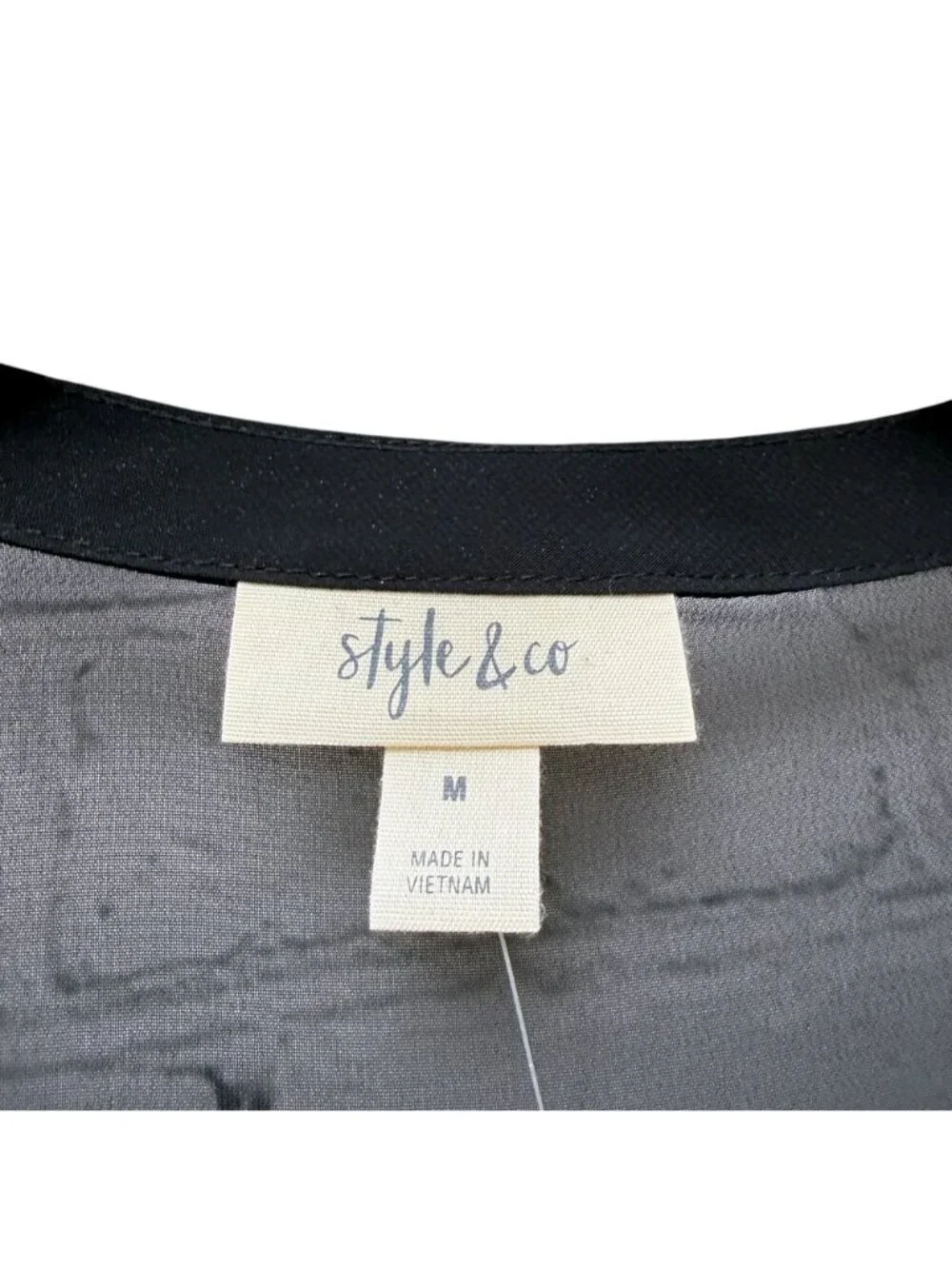 Style & Co Boho Blouse Size Medium Black Embroidered Chiffon Womens Top NWT - Picture 6 of 11